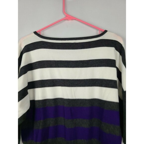 CABLE & Gauge White Gray Striped Knit Top Size M - Picture 6 of 8